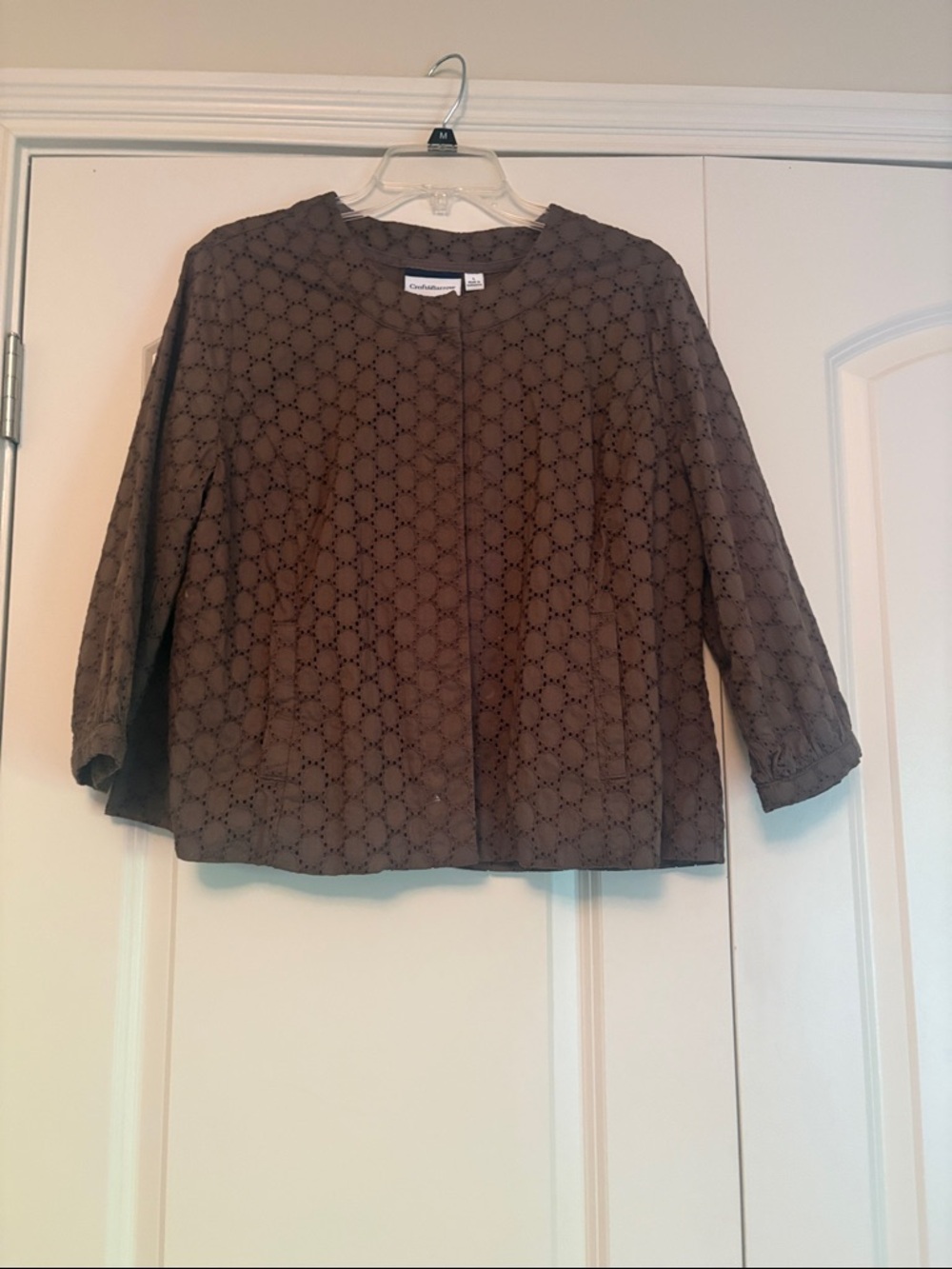 croft & barrow Brown Eyelet Cropped Jacket